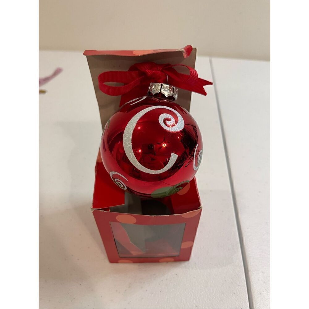 Ganz C red ornament glass
